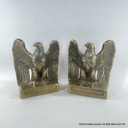 Pair Of Brass Bald Eagle 1776 Bookends By P. M. Craftsman