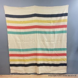 Vintage Golden Dawn Striped Wool Blanket