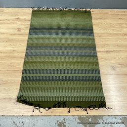 Hand Dyed And Woven Wool Rug By PNW Artist Kimberly Morris In Green (Local Pick Up Or UPS Store Ship Only)