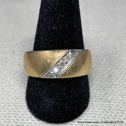 14k Yellow Gold Diamond Ring Size 7.5 Total Weight 8 Grams