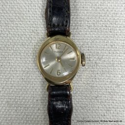 Timex Gold-Tone Wristwatch On Leather Band