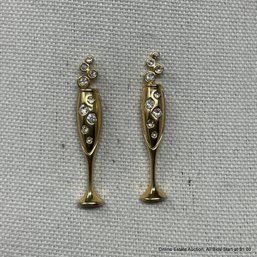 2 Gold-tone Champagne Bottle Pins