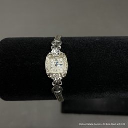 Elgin Ladies 14k Wristwatch On Silver Bracelet