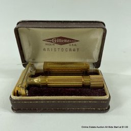 Antique Aristocrat Gillette Razor With Blade Holder, In Original Storage Box
