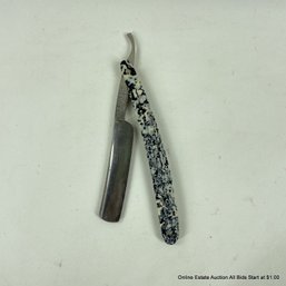 Vintage W. R. Case & Sons Cutlery Co. Straight Edge Razor With Marbled Print Handle
