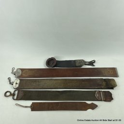 Collection Of Barber's Leather Razor Sharpening Strops From Durham, Russia, And More