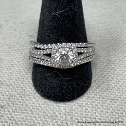 14k White Gold Celebration Fire Diamond Wedding Set 3 Rings