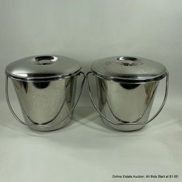 Pair Of Stainless Lidded Compost Buckets