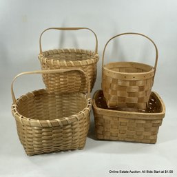 Lot Of 4 Woven Baskets 3 From Basketville