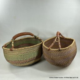 2 Woven African Farmers Market Baskets