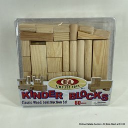 Ideal Timeless Toys Kinder Blocks 60 Piece Wooden Building Blocks NIB