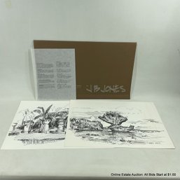 J B Jones Sketches Of Guam Folio With 2 Prints