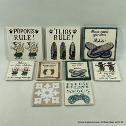 Lot Of Ceramic Hawaiian Themed Trivets Coasters And Wall Plaques