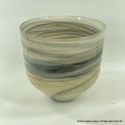 Unsigned Black And Beige Art Glass Vessel