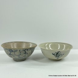 Antique Chinese Ming Dynasty Blue & White Bowls 16th Century