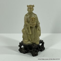 Old Chinese Soapstone Figure Holding Basket