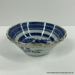 Chinese Blue & White Canton Pudding Bowl Qianlong Period