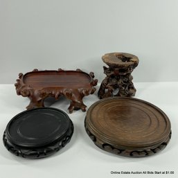 4 Chinese Carved Wood Stands