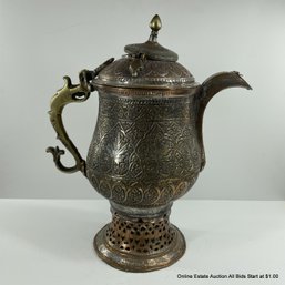 Large 19th Century Persian Mixed Metal Ewer (LOCAL PICKUP OR UPS STORE SHIP ONLY)