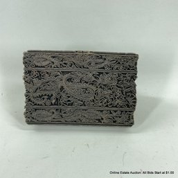 Vintage Southeast Asian Wood Printing Block With Paisley And Floral Design