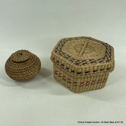 Small Woven Basket With Lid