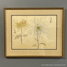 Keika Hasegawa Original Painting From His One Hundred Chrysanthemums Series, Framed With  Fuji Arts COA