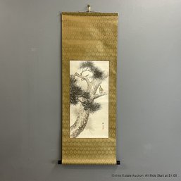 Japanese Hanging Scroll Of Birds On A Branch