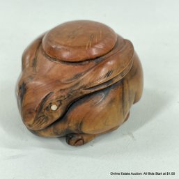 Netsuke: Chinese Carved Wood Rabbit-Form