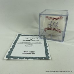 Julio Mateo Autographed Baseball With C.O.A. In Display Box