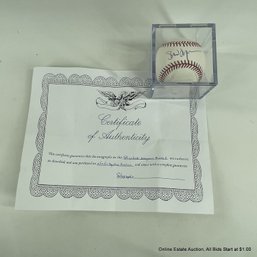 Shigetoshi Hasegawa Autographed Baseball With C.O.A. In Display Box.