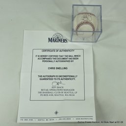 Chris Snelling Autographed Baseball With C.O.A. In Display Box
