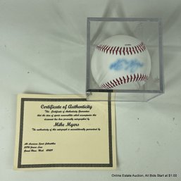Mike Meyers Autographed Baseball With C.O.A. In Display Box
