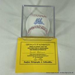 Scott Atchison Autographed Baseball With C.O.A. In Display Box