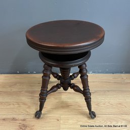 Wood Piano Stool With Claw And Glass Ball Feet (Local Pickup Only)