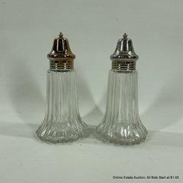 Pair Of Glass & Silver Plate Shakers