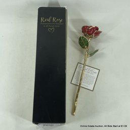 Real Rose Preserved And Dipped In 24K Gold In Original Box