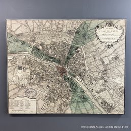 Plan De Paris Map Printed On Canvas (LOCAL PICKUP OR UPS STORE SHIP ONLY)