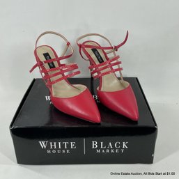 White House Black Market Angelica Red Leather Heels With Original Box And Dust Bag, Size 8