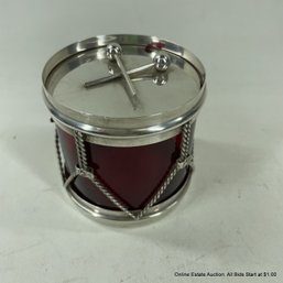 Sterling Silver & Red Glass Drum Form Jam Jar Total Weight 126 Grams