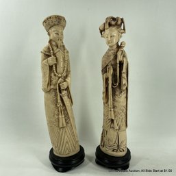 Pair Of Resin Figures On Stands