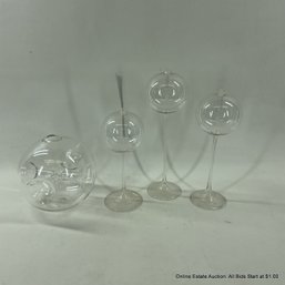 Lot Of MCM Clear Blown Glass Oil Lamps