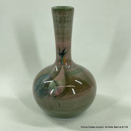 Signed Art Pottery Rooster Themed Bud Vase