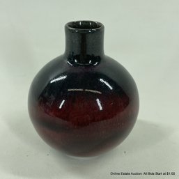 Small Art Pottery Vase With Navy And Burgundy Glaze