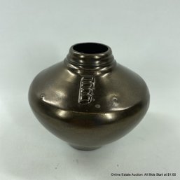 Metallic Bronze Slip Glazed Pottery Vase