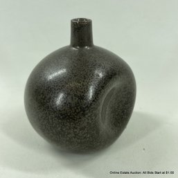 Glazed Terra Cotta Dented Orb Bud Vase