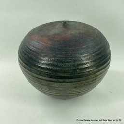 Unique Raku Pot Signed 'carlick 95' With An Opening Big Enough For A Single Stem
