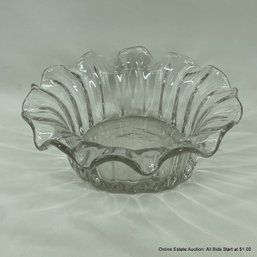 Large Ruffle Form Centerpiece Clear Glass Bowl