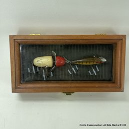 2 Vintage Fishing Lures Mounted In A Shadow Box