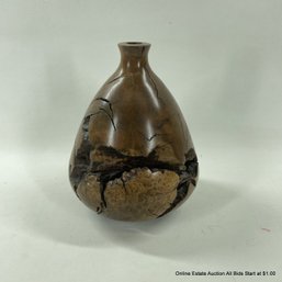 Substantial Burl Wood Turned Vase, Unsigned