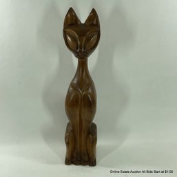 MCM Carved Wood Cat Made In The Philippines